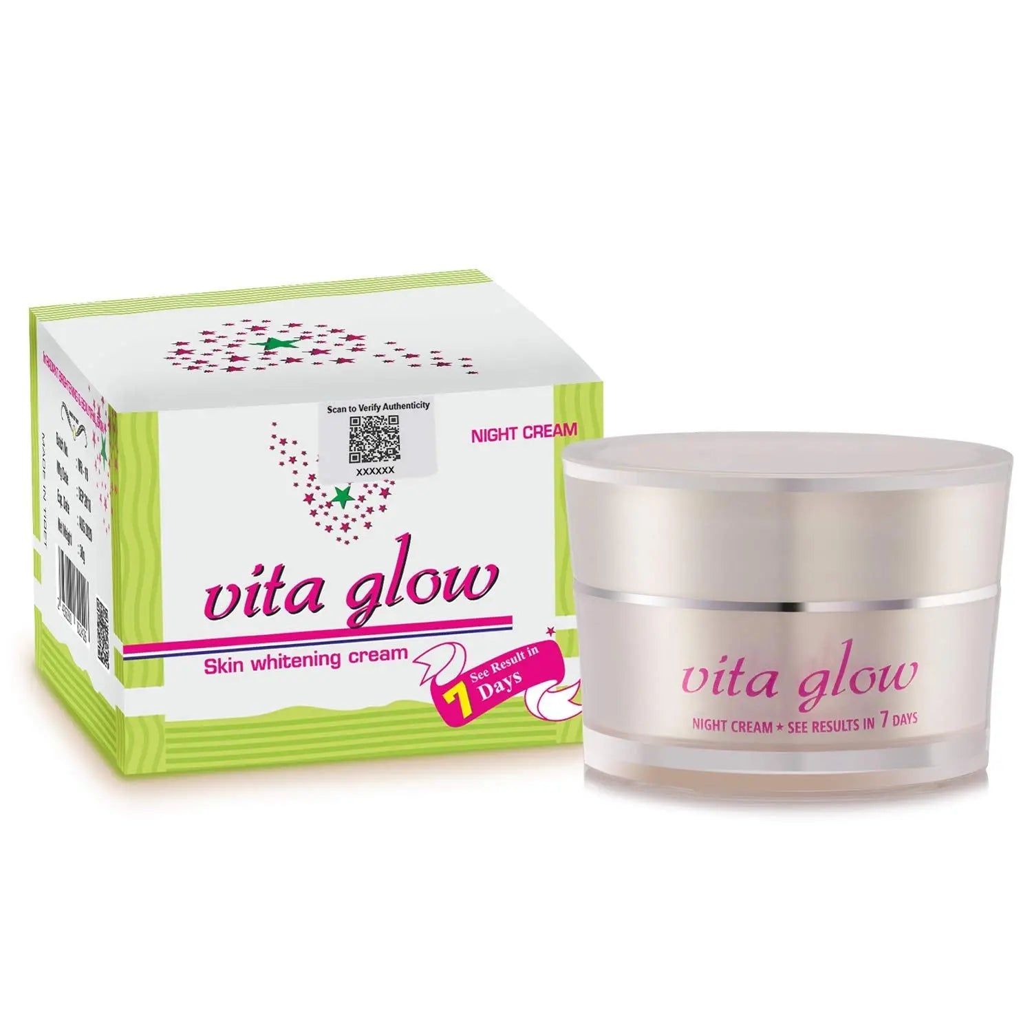 Vita Glow Glutathione Skin Whitening Night Cream - 30g  Gluta White Product
