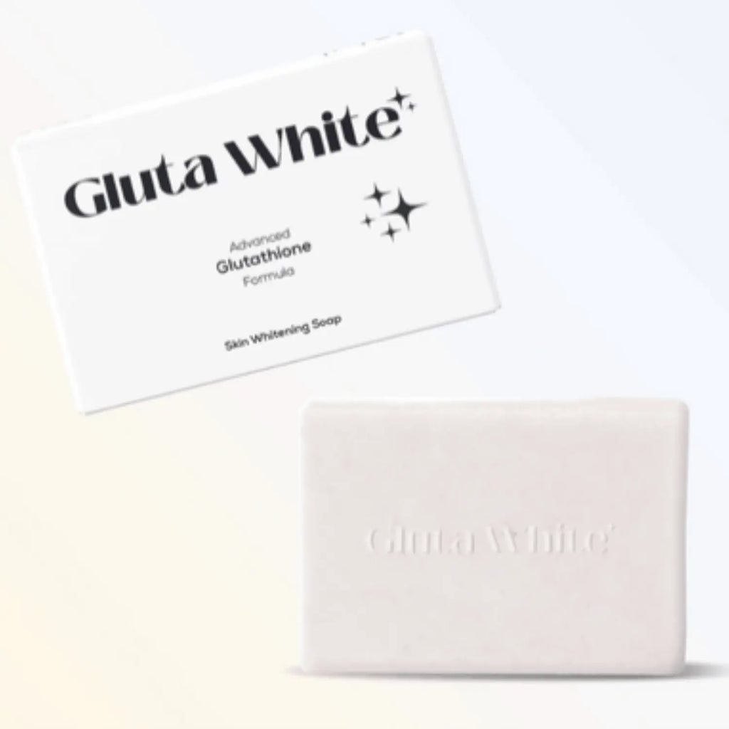 Gluta White skin whitening soap bar with packaging on a white background