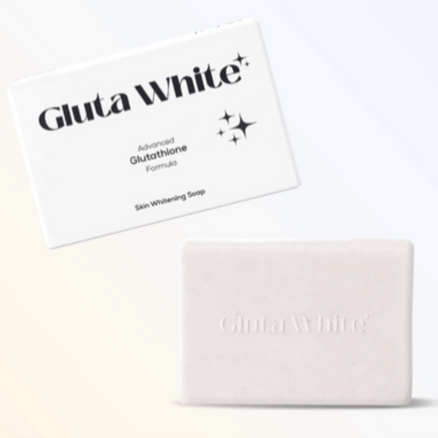 Gluta White skin whitening soap bar with packaging on a white background