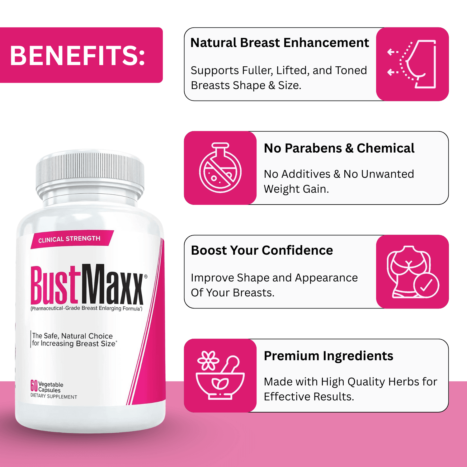 BustMaxx Breast Enhancement Capsules for Women - 60 Capsule Gluta White Product BustMaxx Breast Enhancement Capsules for Women - 60 Capsule Gluta White Product