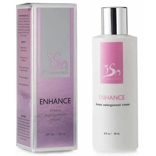 Sensuals Enhance breast enlargement cream bottle and packaging on a white background