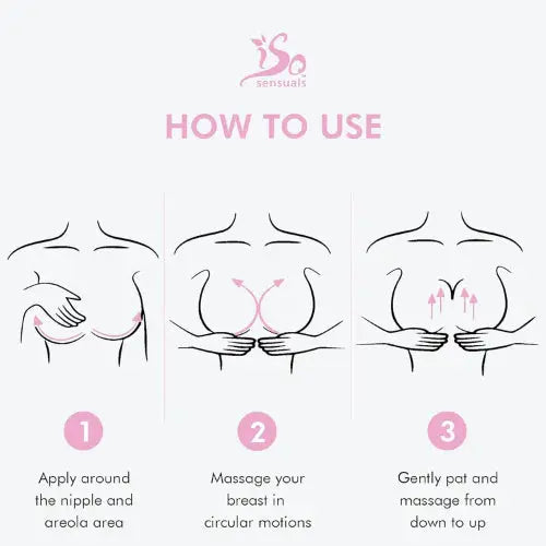 Instructions on how to use a product with illustrations and text on a light pink background.